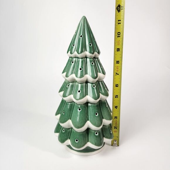 Christmas Tree Decor Ceramic Light Up Holiday Decorations Snow Caps Home LED Fun - Picture 6 of 7